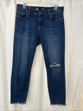 Kut from the Kloth Indigo Distressed Cropped Skinny Jeans